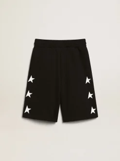 Cheap Golden Goose Bermuda preta infantil masculina com estrelas brancas Coleção Star