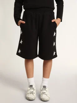 Cheap Golden Goose Bermuda preta infantil masculina com estrelas brancas Coleção Star