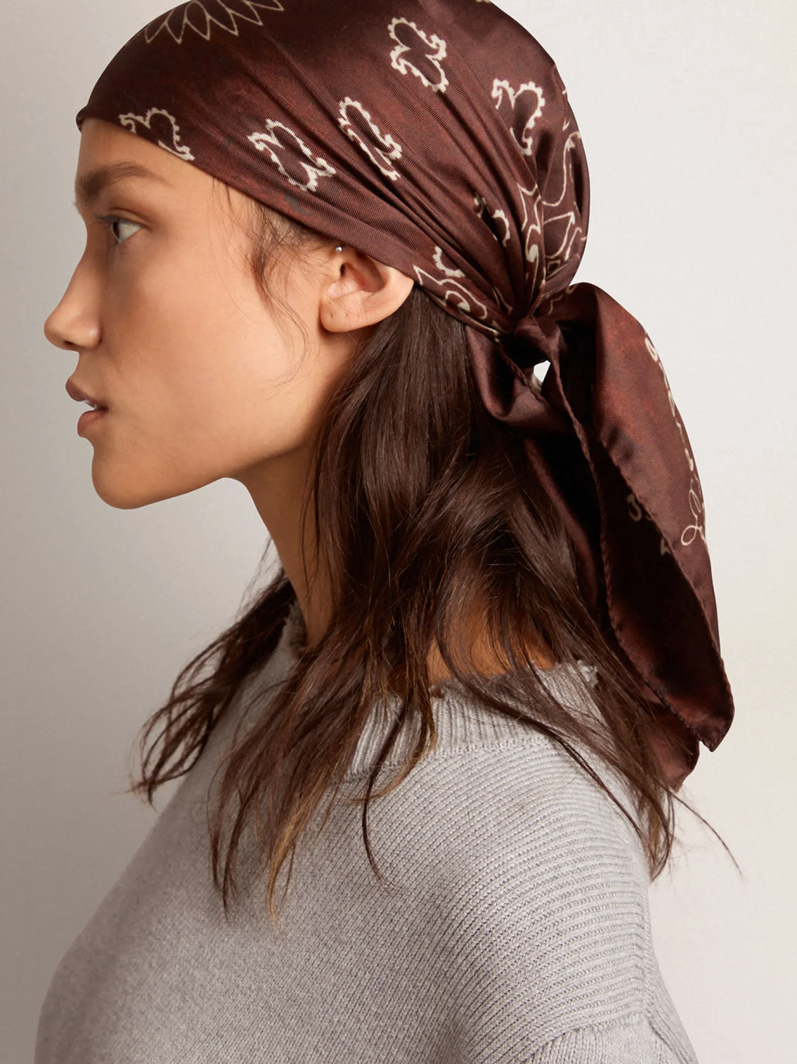 Sale Golden Goose Black-coffee-colored Golden Collection scarf with paisley pattern black coffee