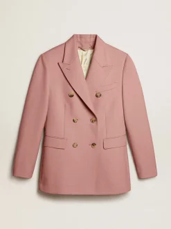Sale Golden Goose Blazer de abotoamento duplo de tecido rosa de alfaiataria Coleção Journey