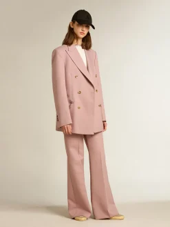 Sale Golden Goose Blazer de abotoamento duplo de tecido rosa de alfaiataria Coleção Journey
