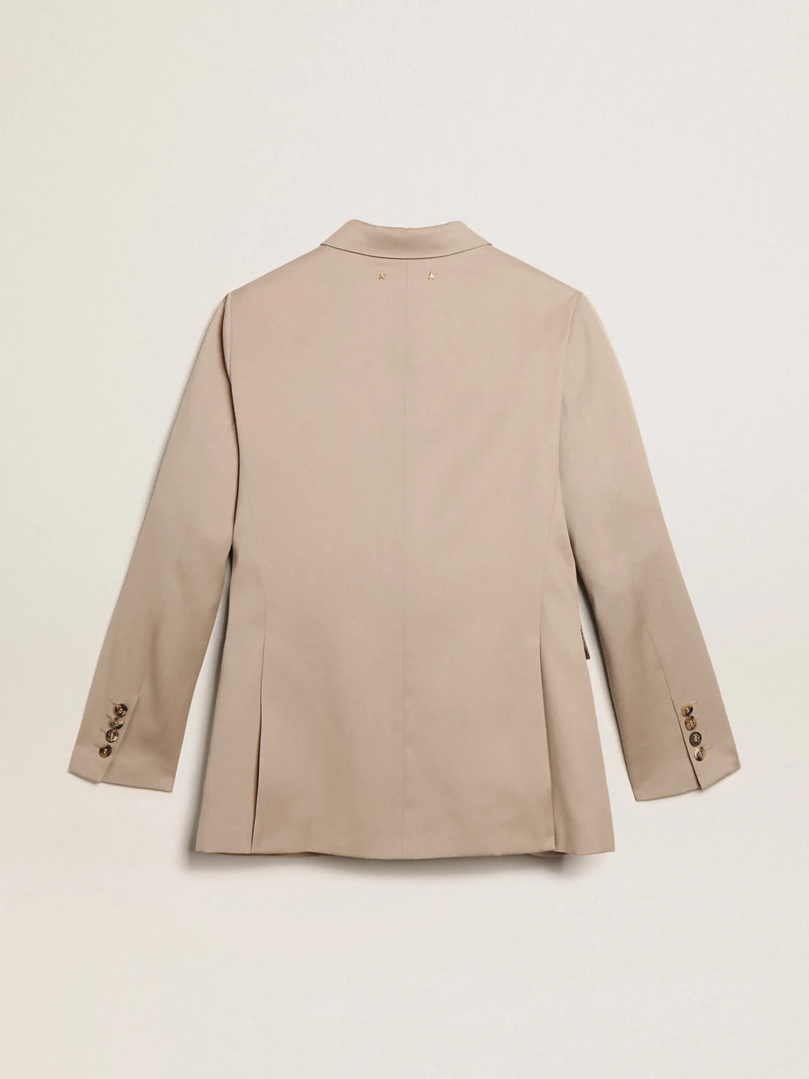 Sale Golden Goose Blazer de abotoamento duplo de gabardine de lã bege claro Cor: bege claro