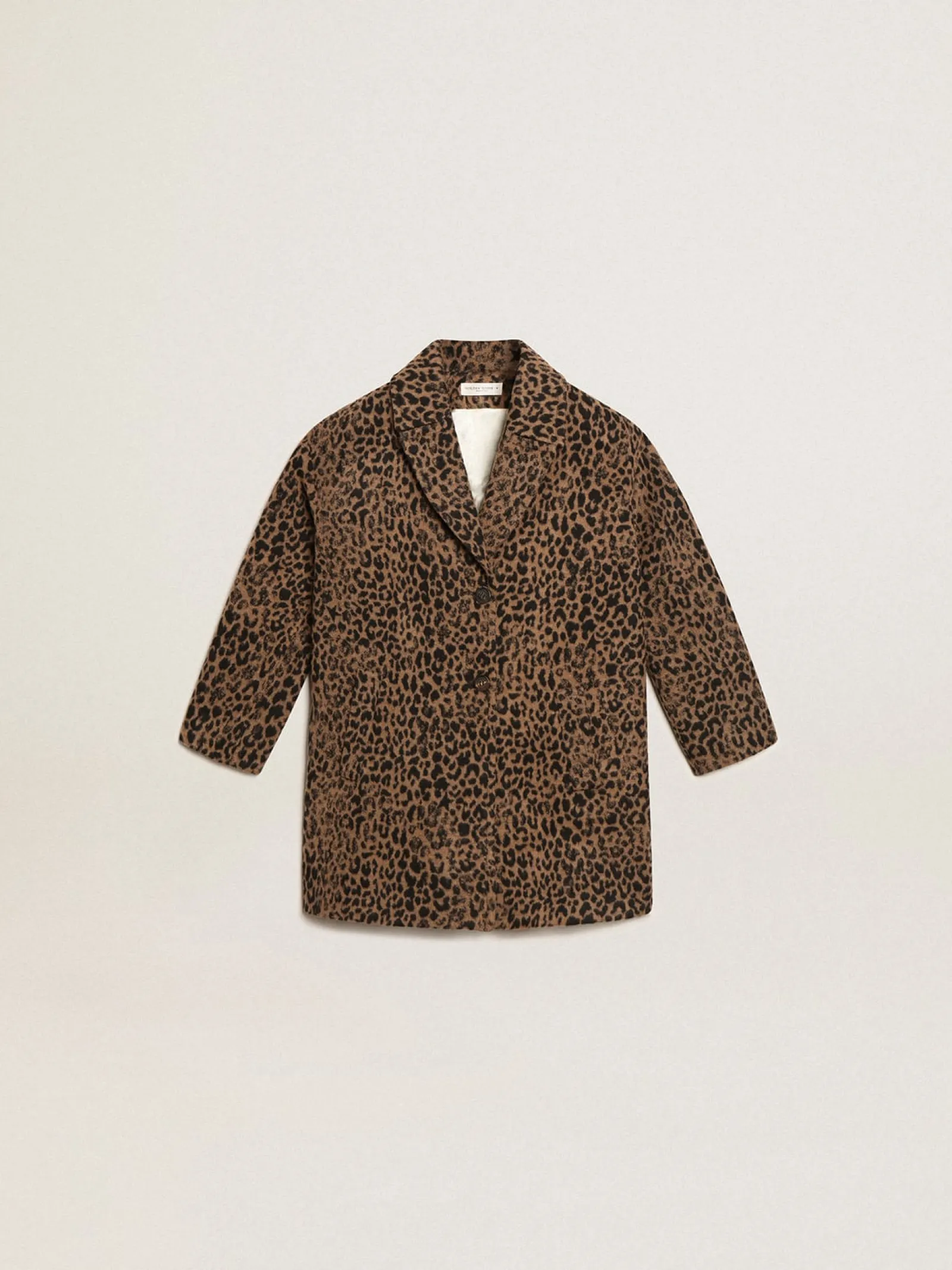 Fashion Golden Goose Blazer de abotoamento simples de lã infantil feminino, animal print jacquard Golden Collection
