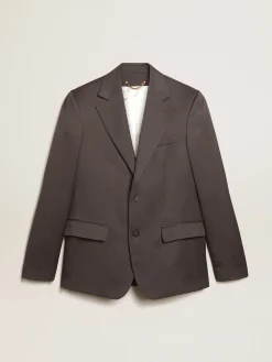Flash Sale Golden Goose Blazer de abotoamento simples de lã cinza Cor: cinza ferro