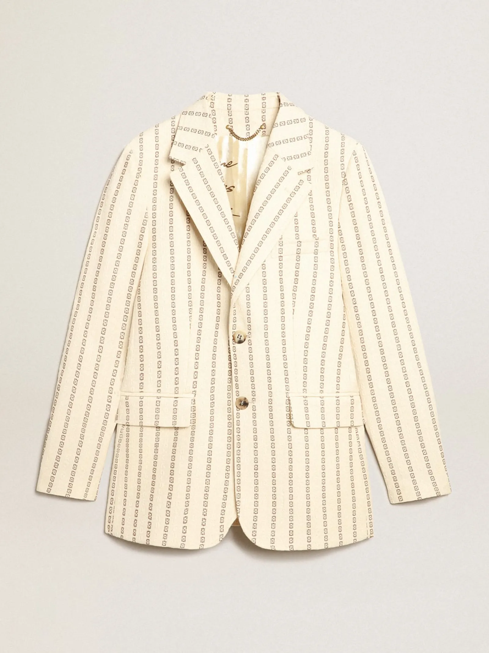 Flash Sale Golden Goose Blazer de abotoamento simples de algodão creme e estampa jacquard Cor: creme