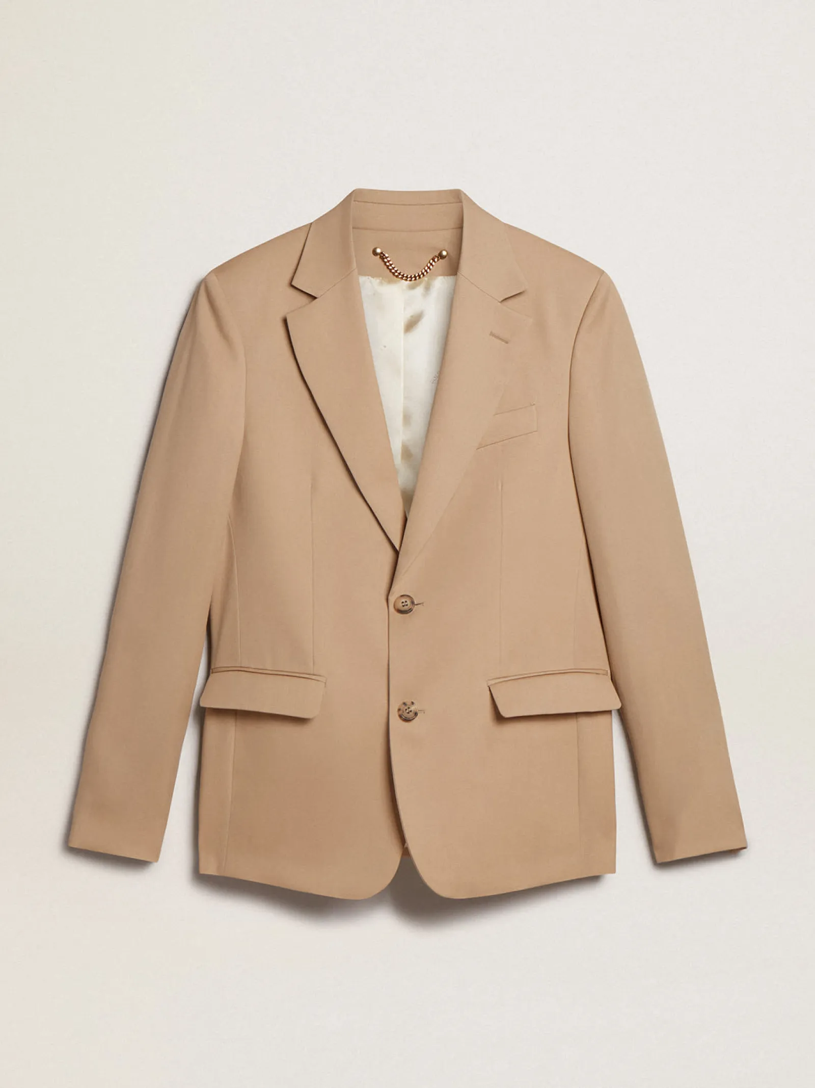 Hot Golden Goose Blazer de abotoamento simples cor areia com botões de chifre Golden Collection