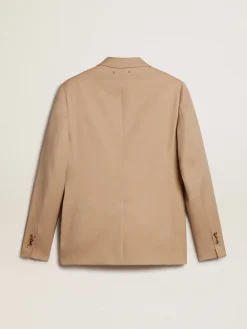 Hot Golden Goose Blazer de abotoamento simples cor areia com botões de chifre Golden Collection