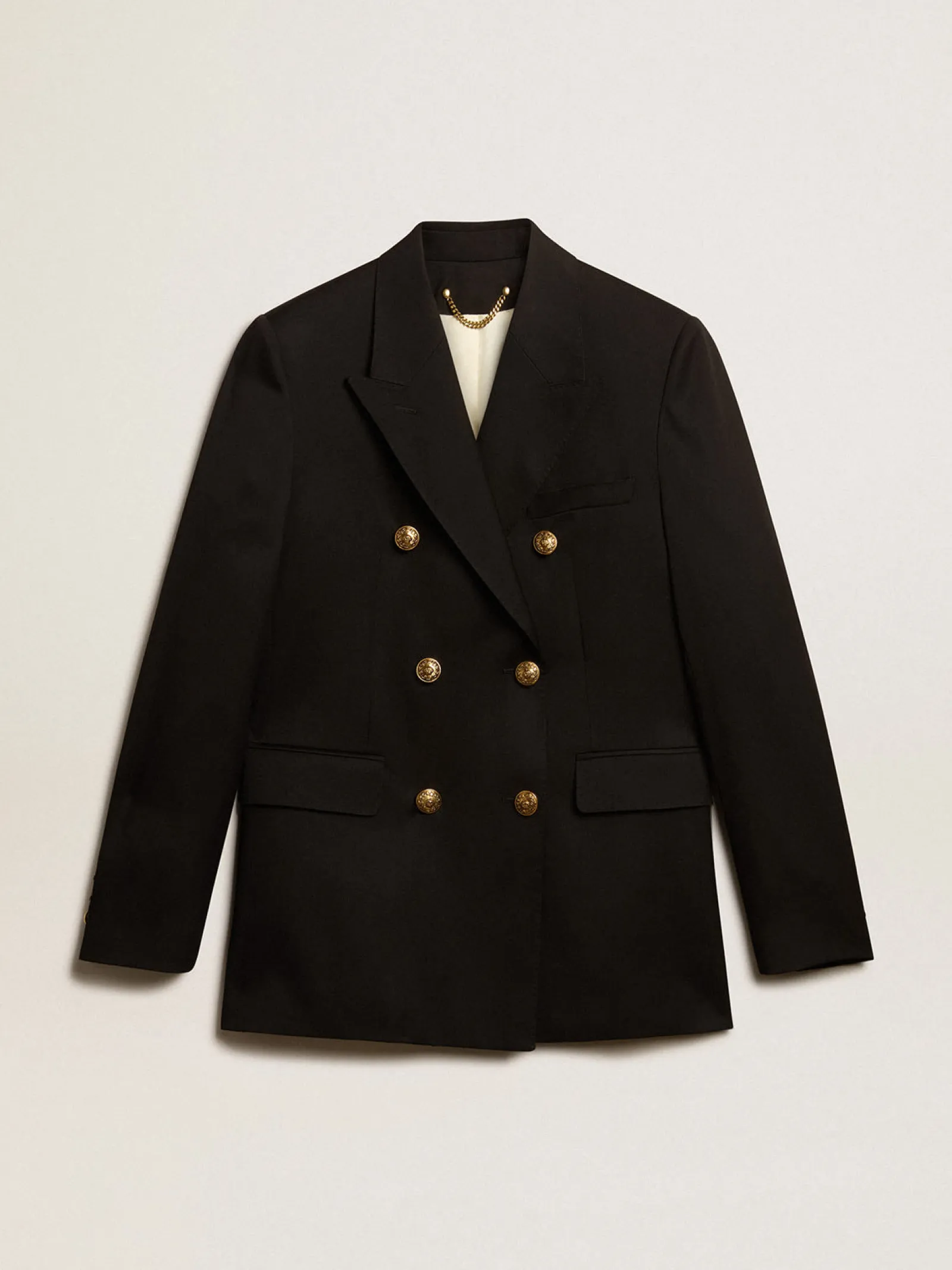 Outlet Golden Goose Blazer feminino de abotoamento duplo preto Coleção Golden