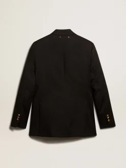 Outlet Golden Goose Blazer feminino de abotoamento duplo preto Coleção Golden