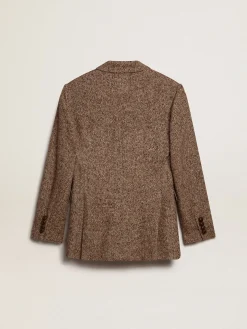 Cheap Golden Goose Blazer feminino de abotoamento duplo marrom com fecho com botões Coleção Journey
