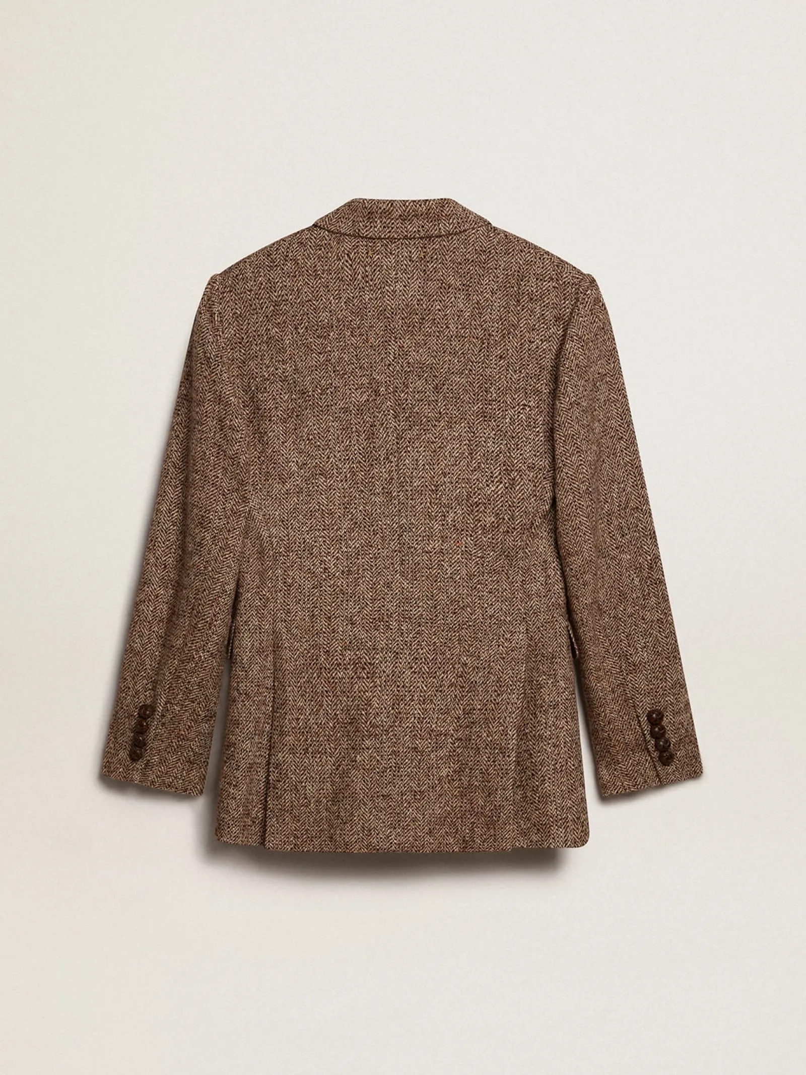 Cheap Golden Goose Blazer feminino de abotoamento duplo marrom com fecho com botões Coleção Journey