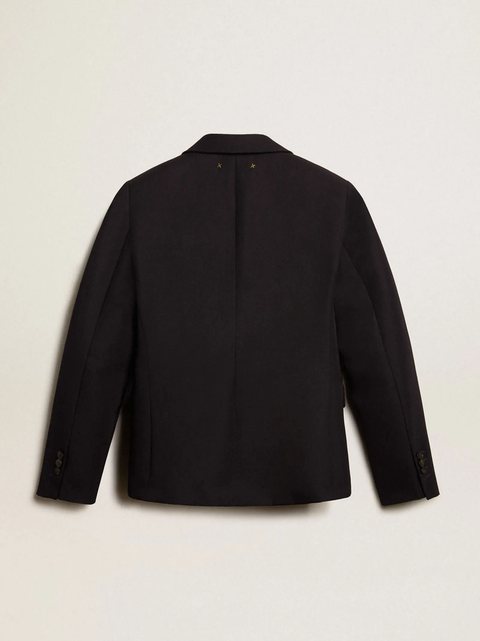 Best Sale Golden Goose Blazer feminino de abotoamento simples de gabardine de lã azul-escuro Golden Collection