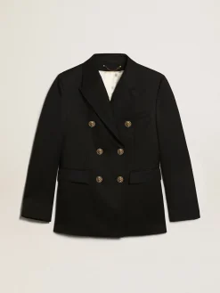 Store Golden Goose Blazer feminino de abotoamento duplo azul-escuro Cor: azul-escuro