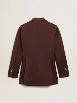 Clearance Golden Goose Blazer feminino de abotoamento duplo de gabardine de lã cor café Cor: chicory coffee