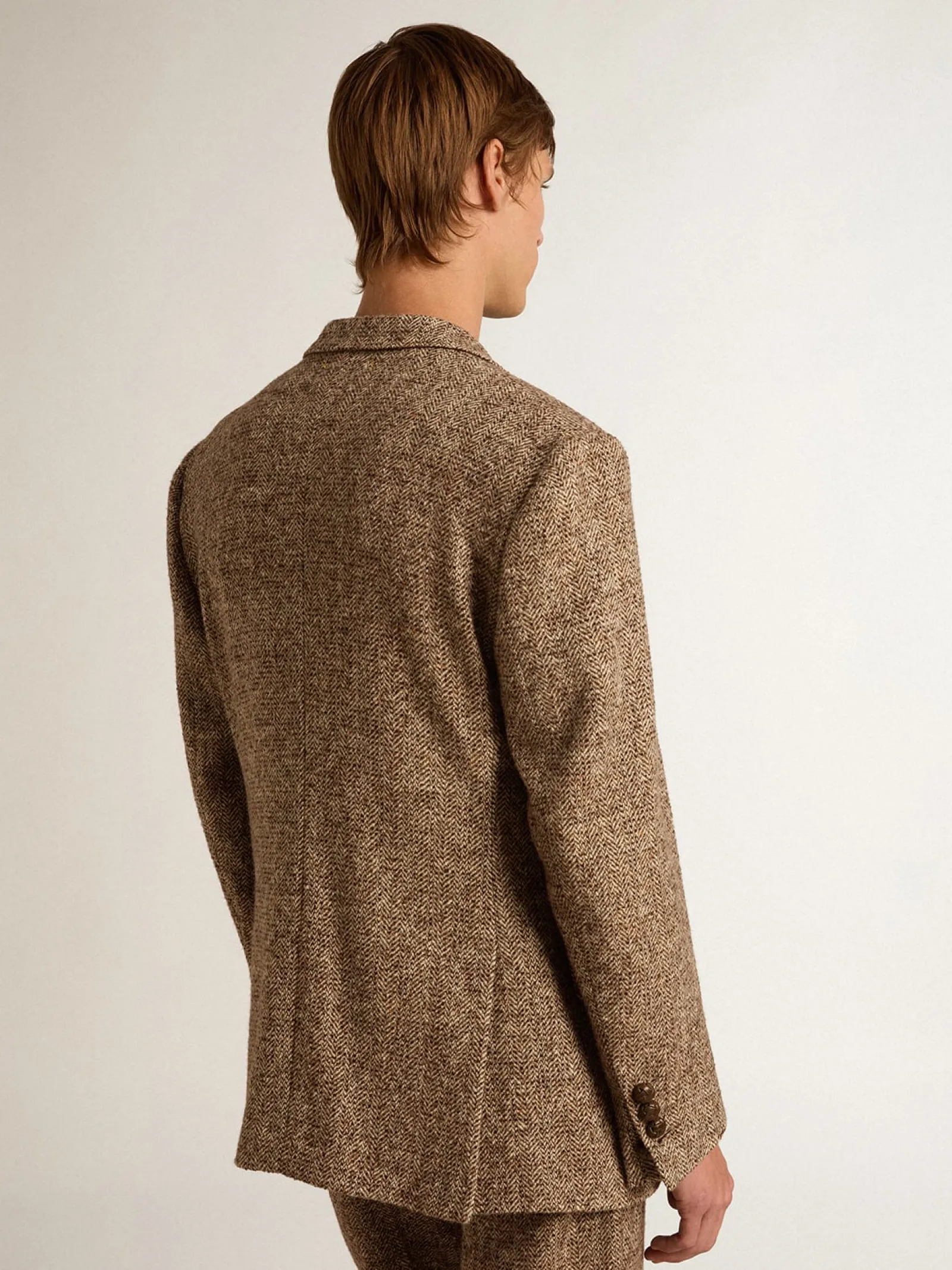 Store Golden Goose Blazer masculino de abotoamento duplo marrom com fecho com botões Coleção Journey