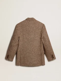 Store Golden Goose Blazer masculino de abotoamento duplo marrom com fecho com botões Coleção Journey