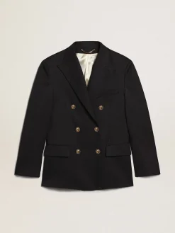 Fashion Golden Goose Blazer masculino de abotoamento duplo azul-escuro Cor: azul-escuro