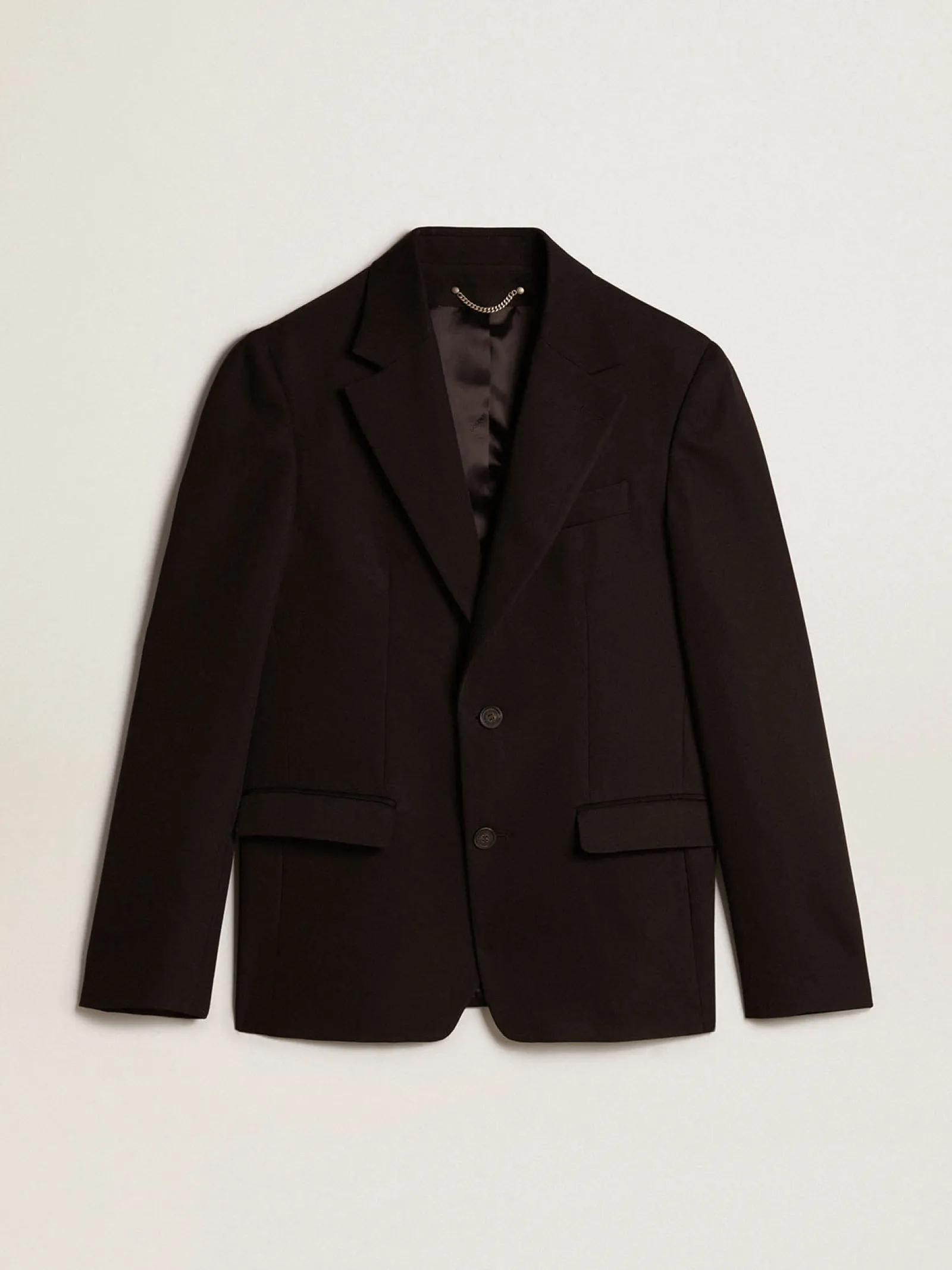 New Golden Goose Blazer preto de abotoamento simples de misto lã e viscose Coleção Journey