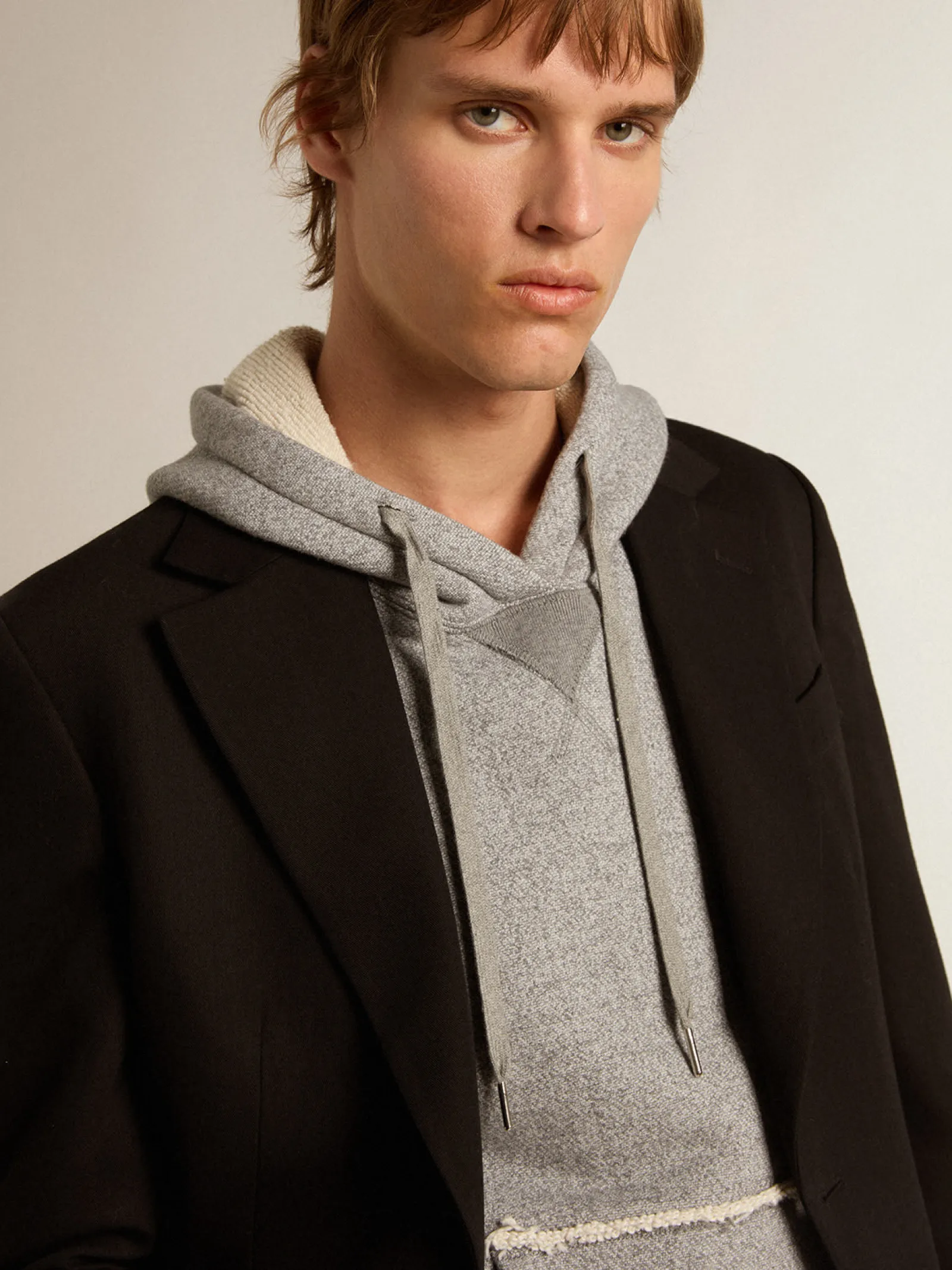 New Golden Goose Blazer preto de abotoamento simples de misto lã e viscose Coleção Journey