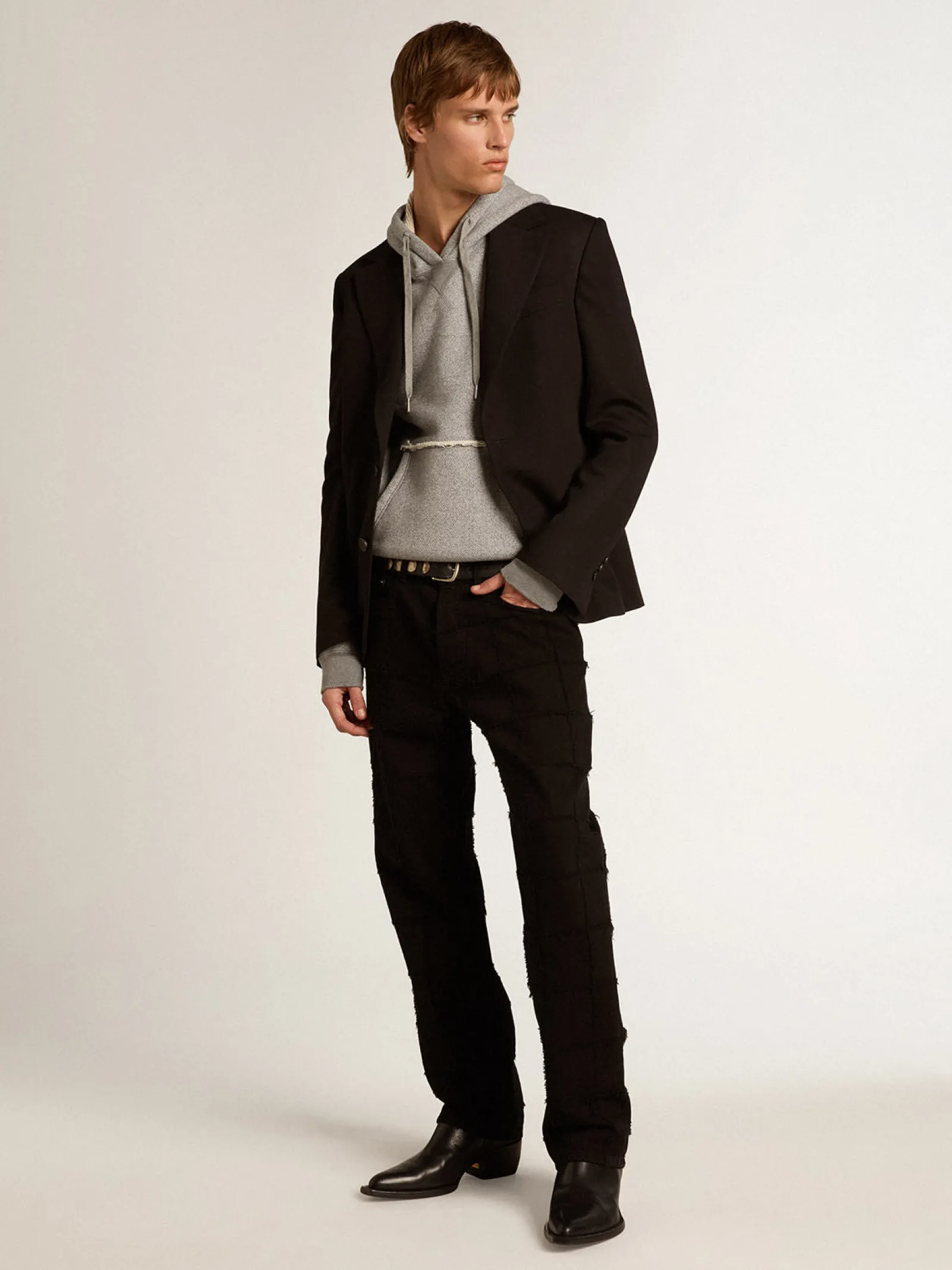 New Golden Goose Blazer preto de abotoamento simples de misto lã e viscose Coleção Journey