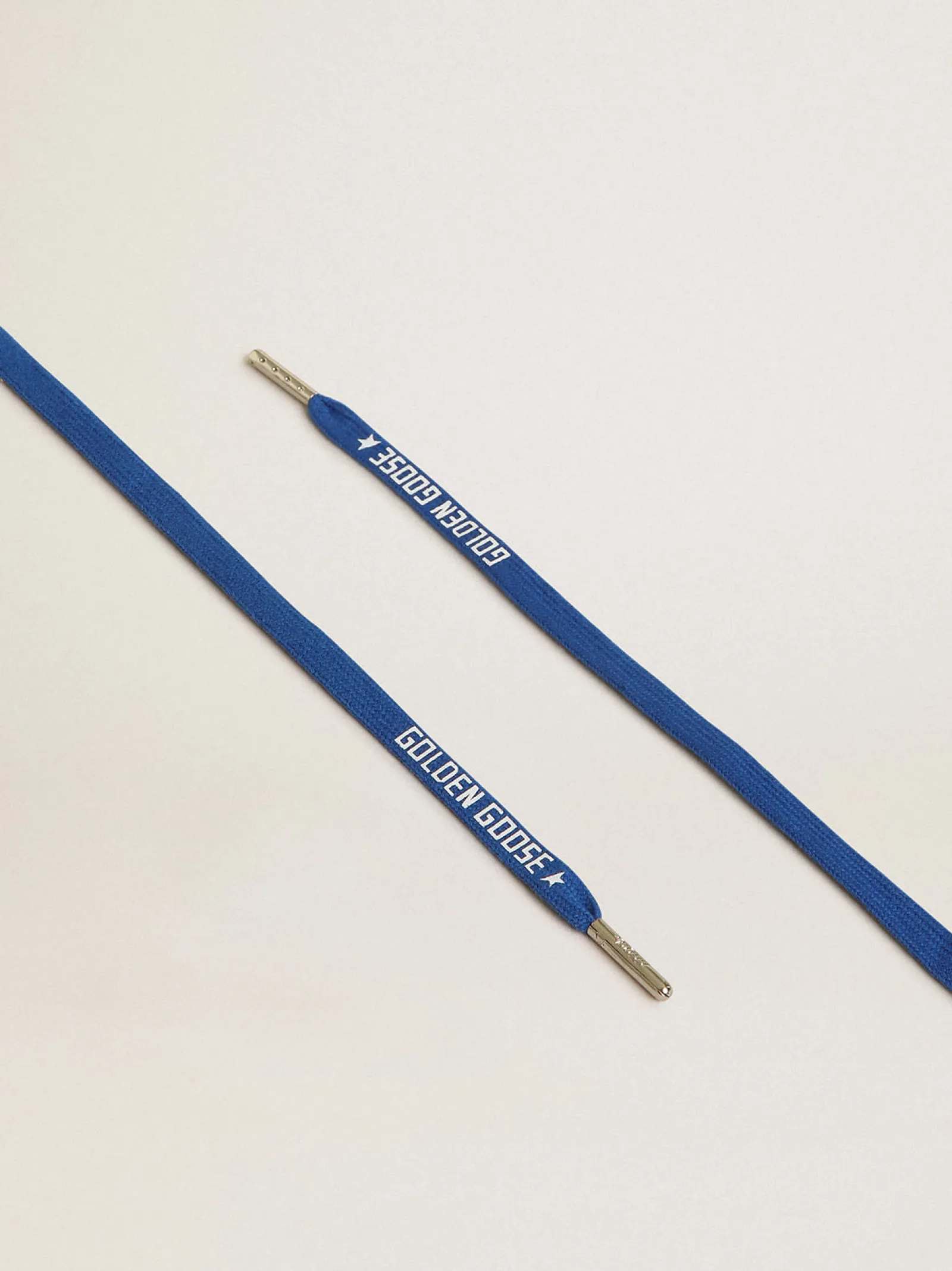 Discount Golden Goose cotton laces with contrasting white logo blue