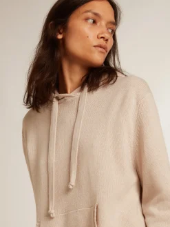 Fashion Golden Goose Blusa tipo moletom feminina branca misto caxemira com capuz Caxemira de baixo impacto