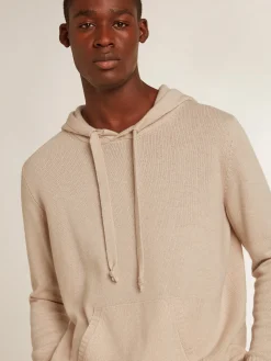 Shop Golden Goose Blusa tipo moletom masculina branca misto caxemira com capuz Caxemira de baixo impacto