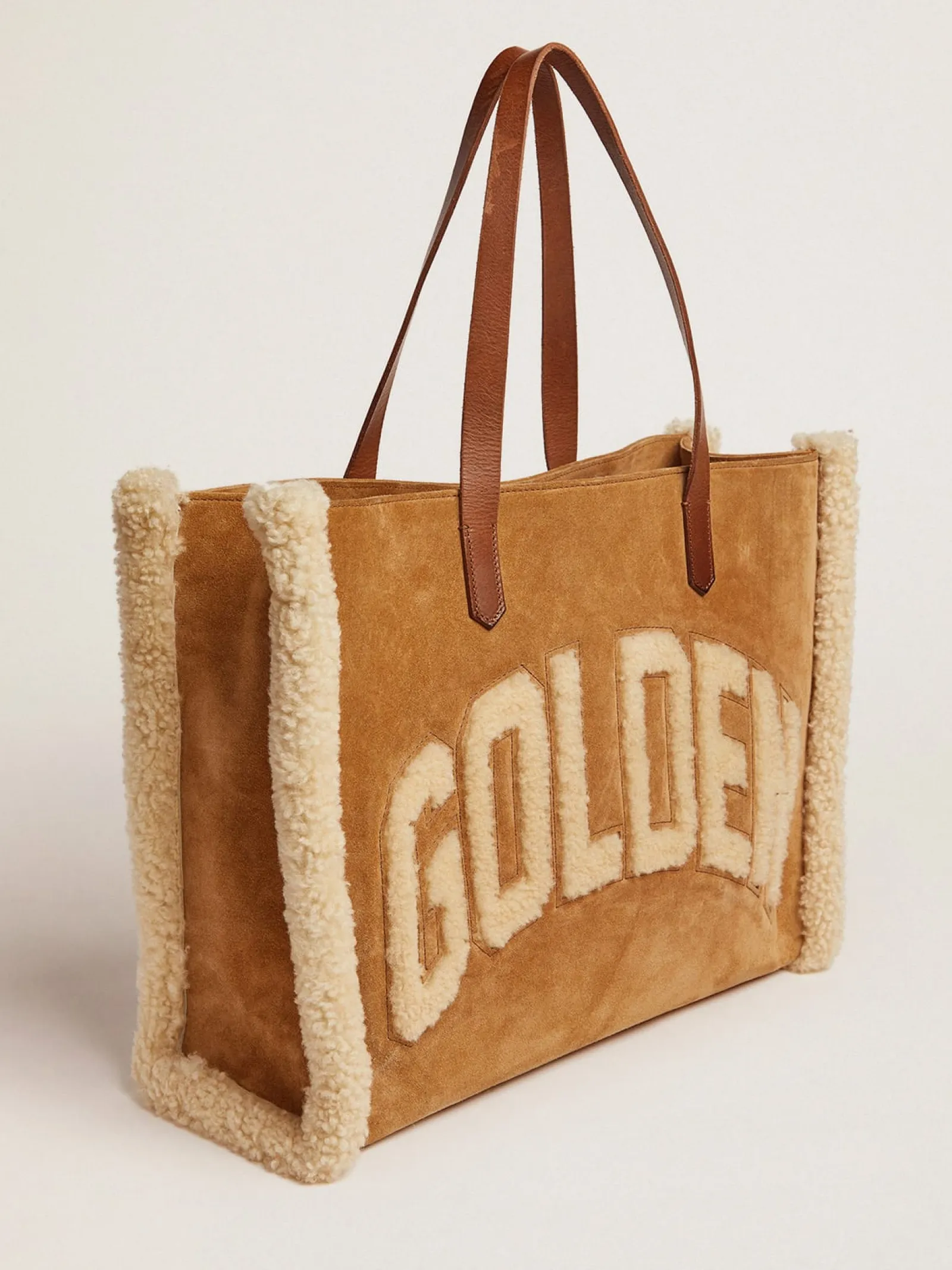 Hot Golden Goose Bolsa California East-West de camurça com shearling Material principal: 90% algodão, 10% couro bovino