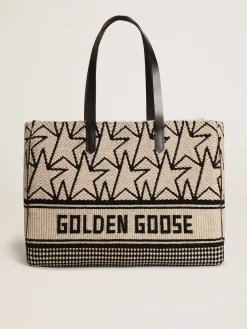 Clearance Golden Goose Bolsa California feminina East-West de jacquard de lã branco-leite Cor: branco leite