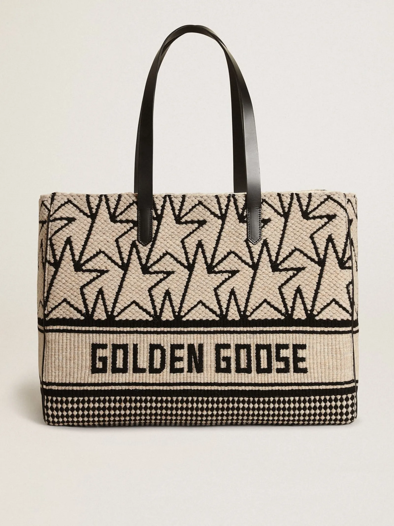 Clearance Golden Goose Bolsa California feminina East-West de jacquard de lã branco-leite Cor: branco leite