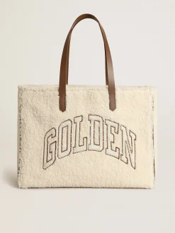 Cheap Golden Goose Bolsa California feminina East-West de pele sintética Cor: branco