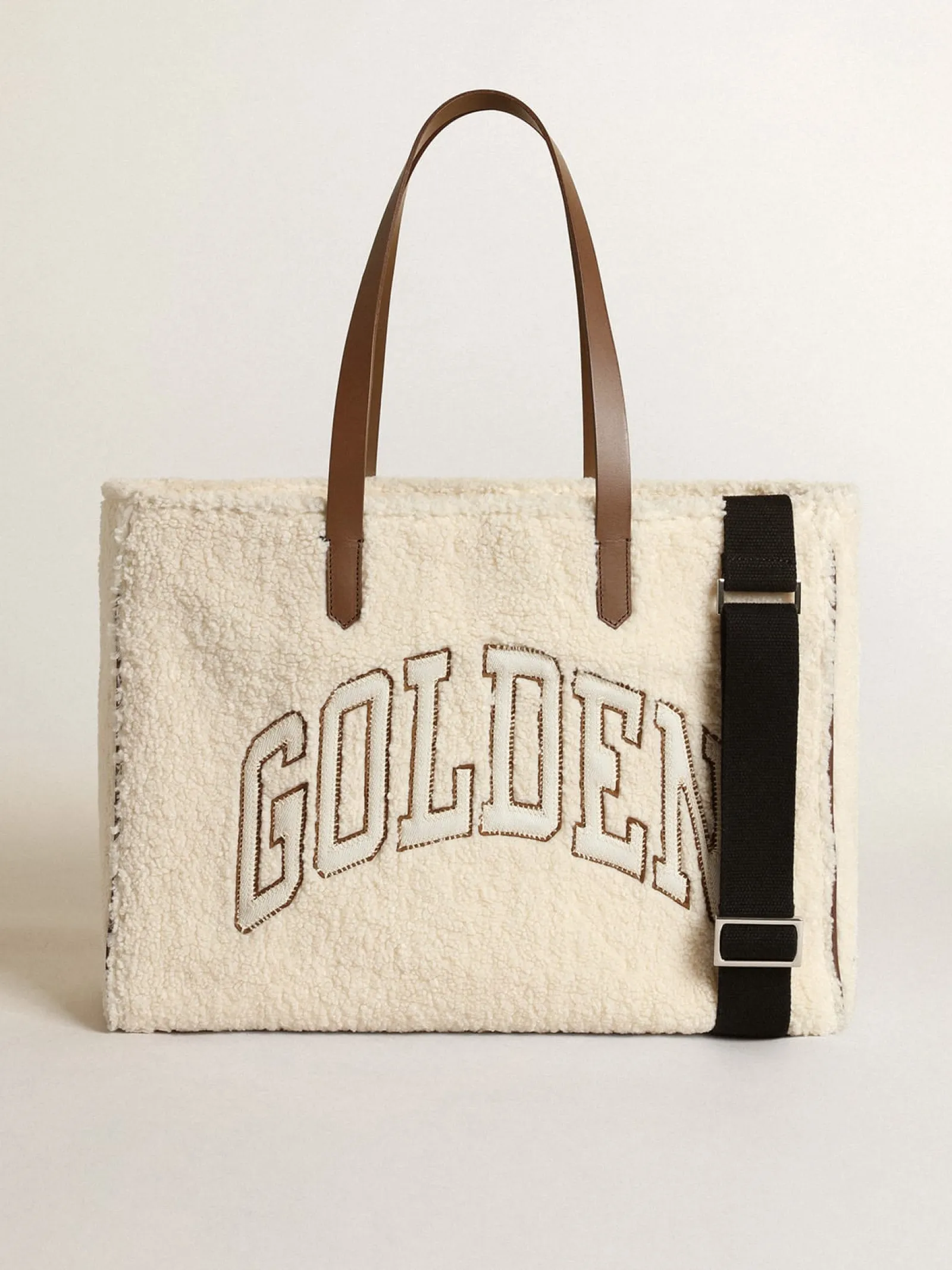 Cheap Golden Goose Bolsa California feminina East-West de pele sintética Cor: branco