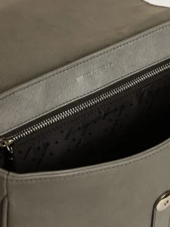 Fashion Golden Goose Bolsa Francis feminina média de couro cinza pedra Cor: cinza pedra