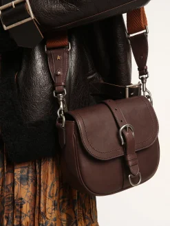 Discount Golden Goose Bolsa Francis feminina pequena de couro marrom escuro Cor: marrom-escuro