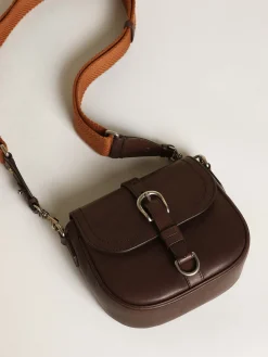 Discount Golden Goose Bolsa Francis feminina pequena de couro marrom escuro Cor: marrom-escuro