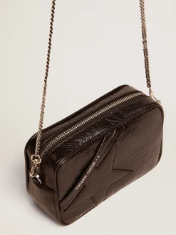 Cheap Golden Goose Bolsa Mini Star feminina de couro brilhante preto com estrela tom sobre tom Cor: preto
