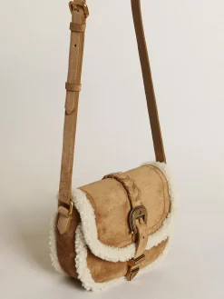 Flash Sale Golden Goose Bolsa Rodeo feminina de suede com detalhes de shearling Cor: marrom