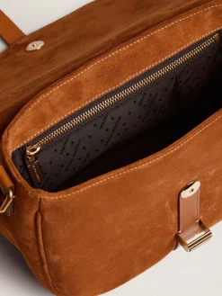 Shop Golden Goose Bolsa Rodeo feminina média de suede cor de rum Cor: rum
