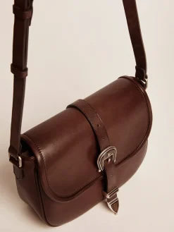 Discount Golden Goose Bolsa Rodeo média de couro escuro Material principal: 100% couro bovino