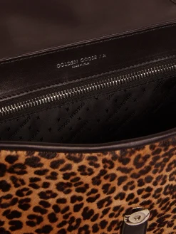 Cheap Golden Goose Bolsa Rodeo média de couro preto e cavalinho com estampa de leopardo Cor: preto
