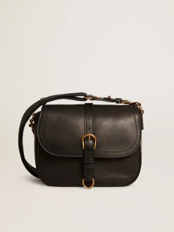 Discount Golden Goose Bolsa Sally média de couro preta com fivela e alça de ombro Cor: preto