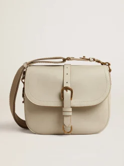Best Golden Goose Bolsa Sally média de couro cor porcelana com fivela e alça de ombro em contraste Cor: porcelana