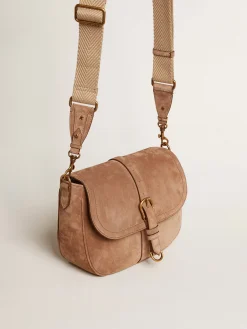 Online Golden Goose Bolsa Sally média de suede cinza com fivela e alça de ombro em contraste Cor: cinza