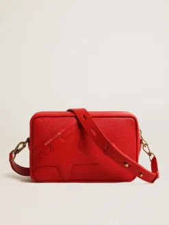 Discount Golden Goose Bolsa Star Bag Feminina de couro vermelho aceso Material principal: 100% couro ovino