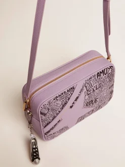 Flash Sale Golden Goose Bolsa Star de couro martelado lilás com estrela de couro tom sobre tom e estampa de grafite preto all-over Cor: lilás
