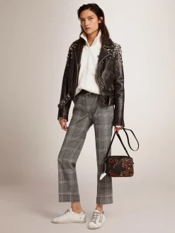 Clearance Golden Goose Bolsa Star feminina de Couro cavalinho com estampa de leopardo