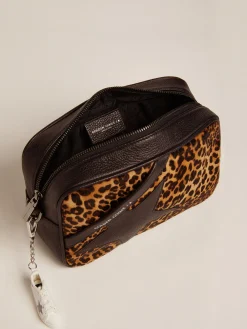 Clearance Golden Goose Bolsa Star feminina de Couro cavalinho com estampa de leopardo