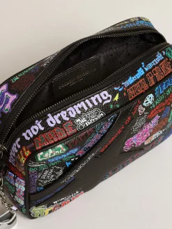 Discount Golden Goose Bolsa Star feminina de couro martelado preto com estampa multicolorida Cor: preto