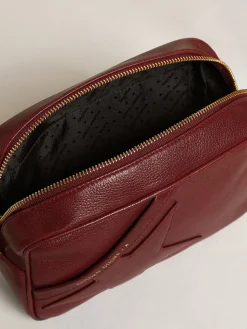 Cheap Golden Goose Bolsa Star feminina de couro bordô com estrela tom sobre tom Cor: bordô