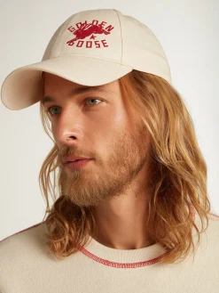 Hot Golden Goose Boné de basebol na cor branco heritage com logo CNY Cor: branco heritage